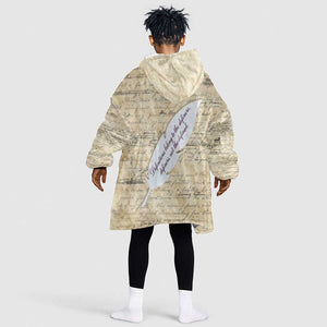 Toni Morrison Kid Wearable Blanket Hoodie Handwritten Manuscript Powerful Portrait with Feather Pen Quote - African Pride