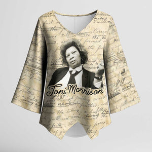 Toni Morrison Kimono Sleeve Blouse Handwritten Manuscript Powerful Portrait with Feather Pen Quote - African Pride