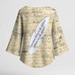 Toni Morrison Kimono Sleeve Blouse Handwritten Manuscript Powerful Portrait with Feather Pen Quote - African Pride