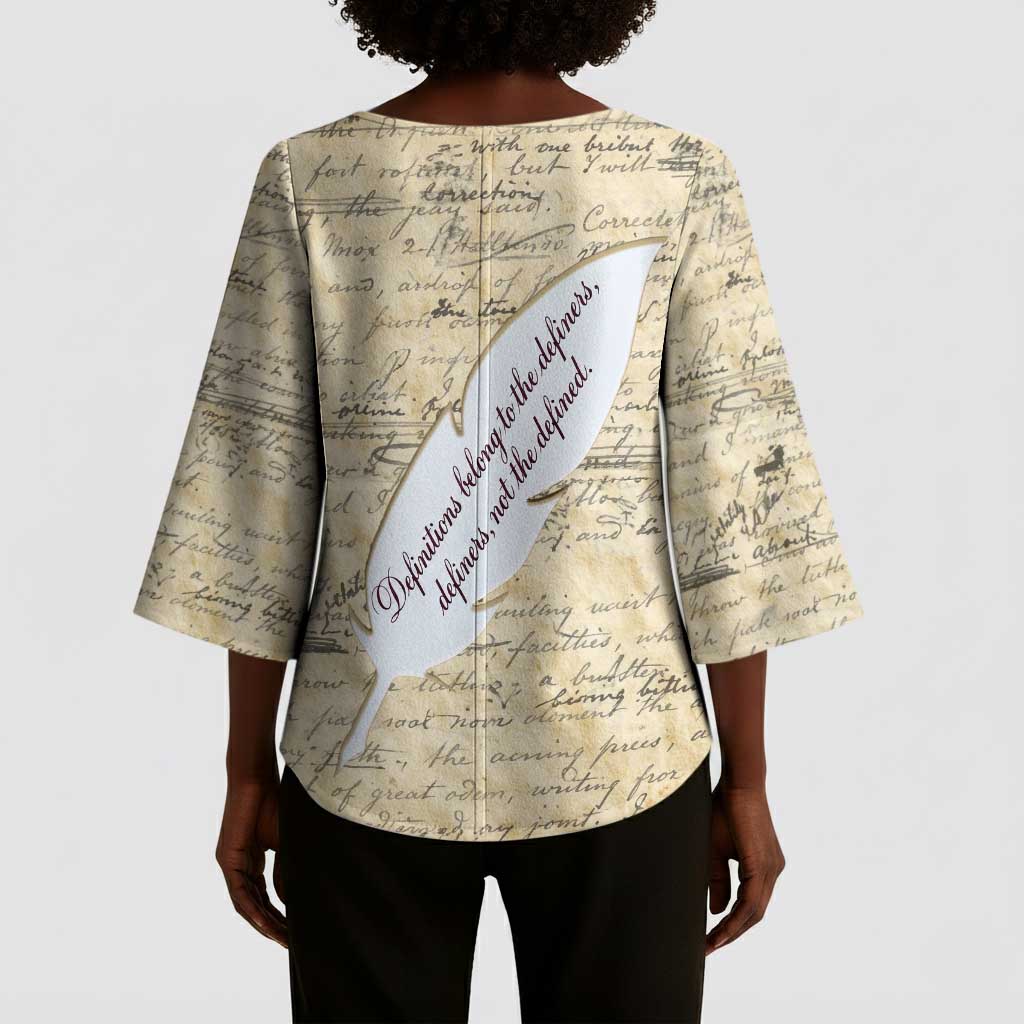 Toni Morrison Kimono Sleeve Blouse Handwritten Manuscript Powerful Portrait with Feather Pen Quote - African Pride