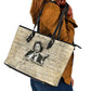Toni Morrison Leather Tote Bag Handwritten Manuscript Powerful Portrait with Feather Pen Quote - African Pride