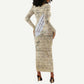Toni Morrison Long Sleeve Bodycon Dress Handwritten Manuscript Powerful Portrait with Feather Pen Quote - African Pride