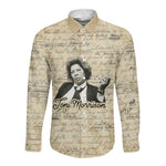 Toni Morrison Long Sleeve Button Shirt Handwritten Manuscript Powerful Portrait with Feather Pen Quote - African Pride