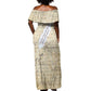 Toni Morrison Off Shoulder Maxi Dress Handwritten Manuscript Powerful Portrait with Feather Pen Quote - African Pride