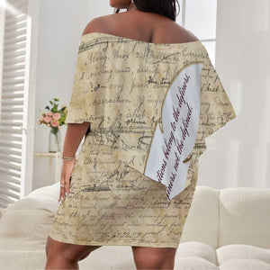 Toni Morrison Off Shoulder Short Dress Handwritten Manuscript Powerful Portrait with Feather Pen Quote - African Pride
