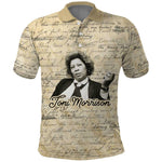 Toni Morrison Polo Shirt Handwritten Manuscript Powerful Portrait with Feather Pen Quote - African Pride