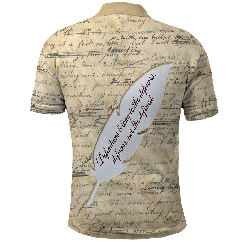 Toni Morrison Polo Shirt Handwritten Manuscript Powerful Portrait with Feather Pen Quote - African Pride