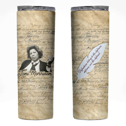 Toni Morrison Skinny Tumbler Handwritten Manuscript Powerful Portrait with Feather Pen Quote - African Pride