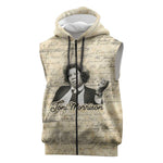 Toni Morrison Sleeveless Zip Hoodie Handwritten Manuscript Powerful Portrait with Feather Pen Quote - African Pride