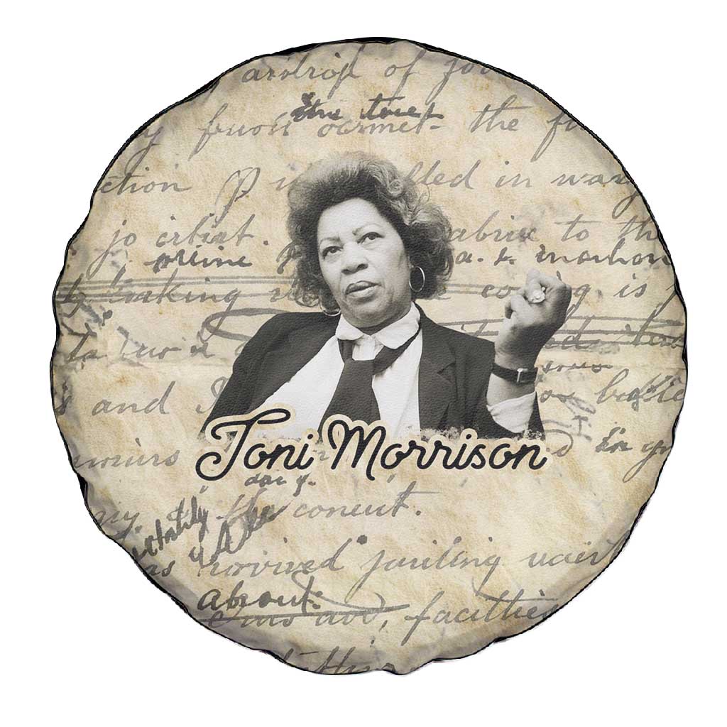 Toni Morrison Spare Tire Cover Handwritten Manuscript Powerful Portrait with Feather Pen Quote - African Pride