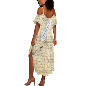 Toni Morrison Summer Maxi Dress Handwritten Manuscript Powerful Portrait with Feather Pen Quote - African Pride