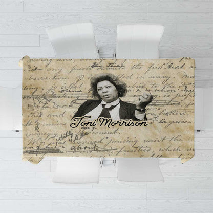 Toni Morrison Tablecloth Handwritten Manuscript Powerful Portrait with Feather Pen Quote - African Pride