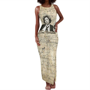 Toni Morrison Tank Maxi Dress Handwritten Manuscript Powerful Portrait with Feather Pen Quote - African Pride