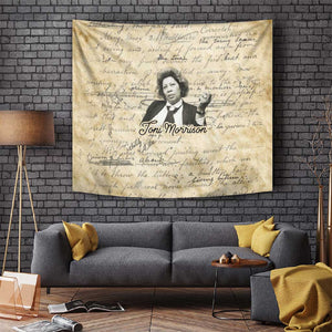 Toni Morrison Tapestry Handwritten Manuscript Powerful Portrait with Feather Pen Quote - African Pride