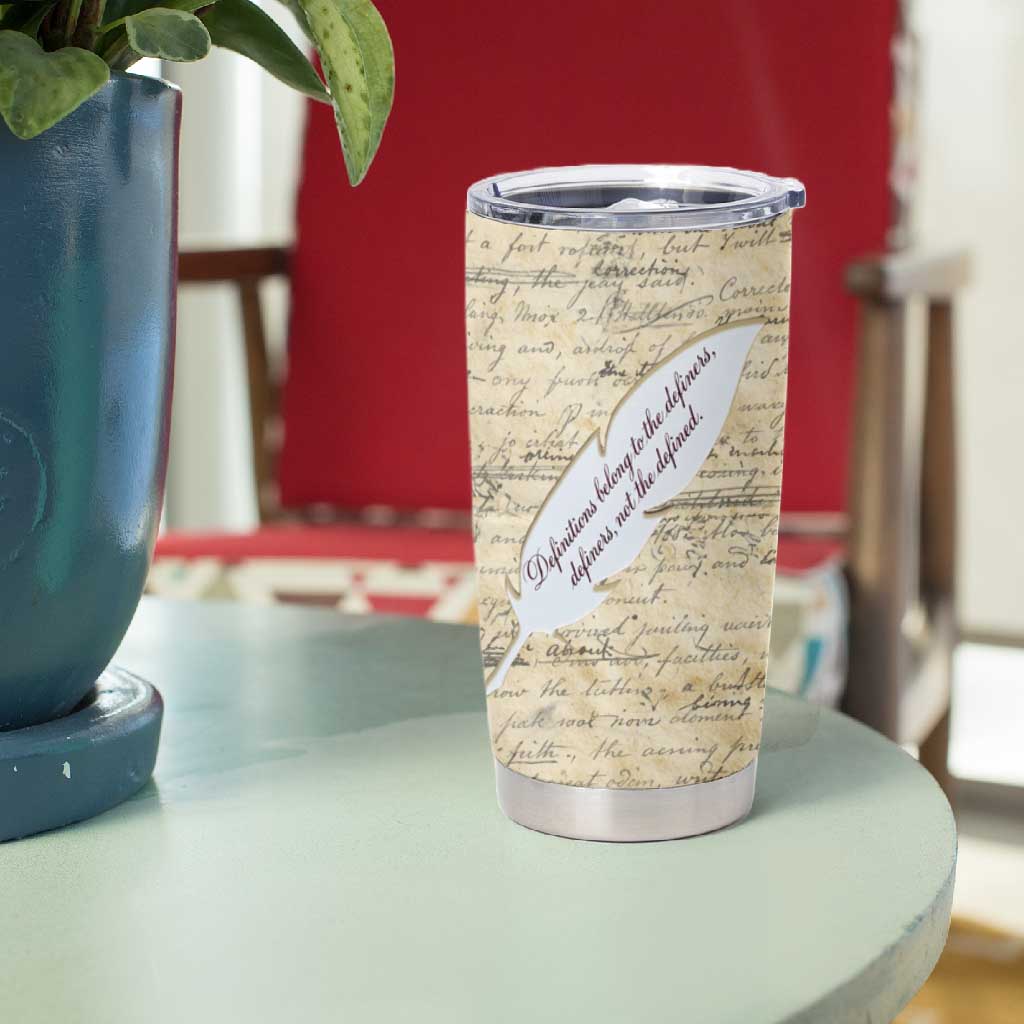 Toni Morrison Tumbler Cup Handwritten Manuscript Powerful Portrait with Feather Pen Quote - African Pride