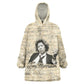Toni Morrison Wearable Blanket Hoodie Handwritten Manuscript Powerful Portrait with Feather Pen Quote - African Pride