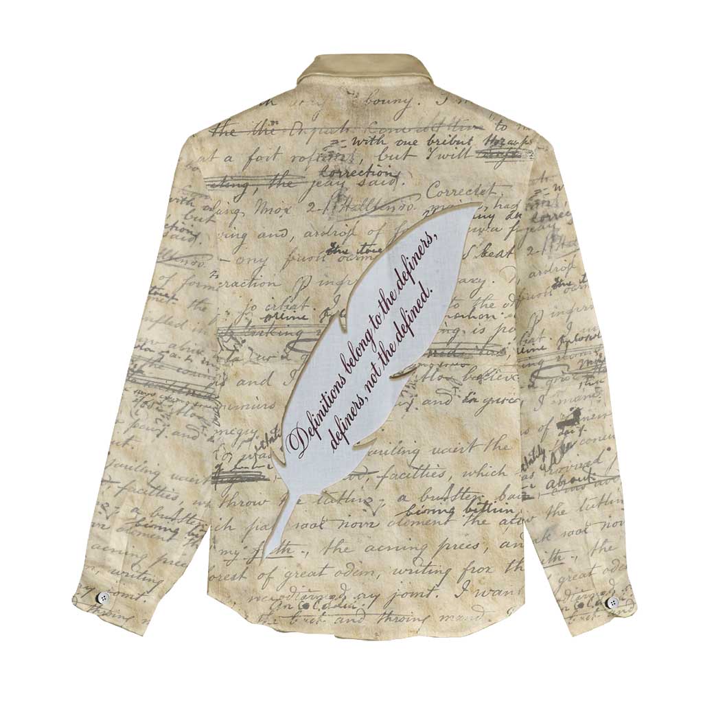 Toni Morrison Women Casual Shirt Handwritten Manuscript Powerful Portrait with Feather Pen Quote - African Pride