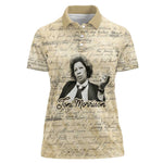 Toni Morrison Women Polo Shirt Handwritten Manuscript Powerful Portrait with Feather Pen Quote - African Pride