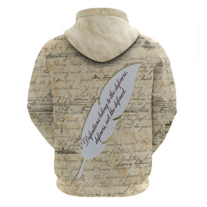 Toni Morrison Zip Hoodie Handwritten Manuscript Powerful Portrait with Feather Pen Quote - African Pride