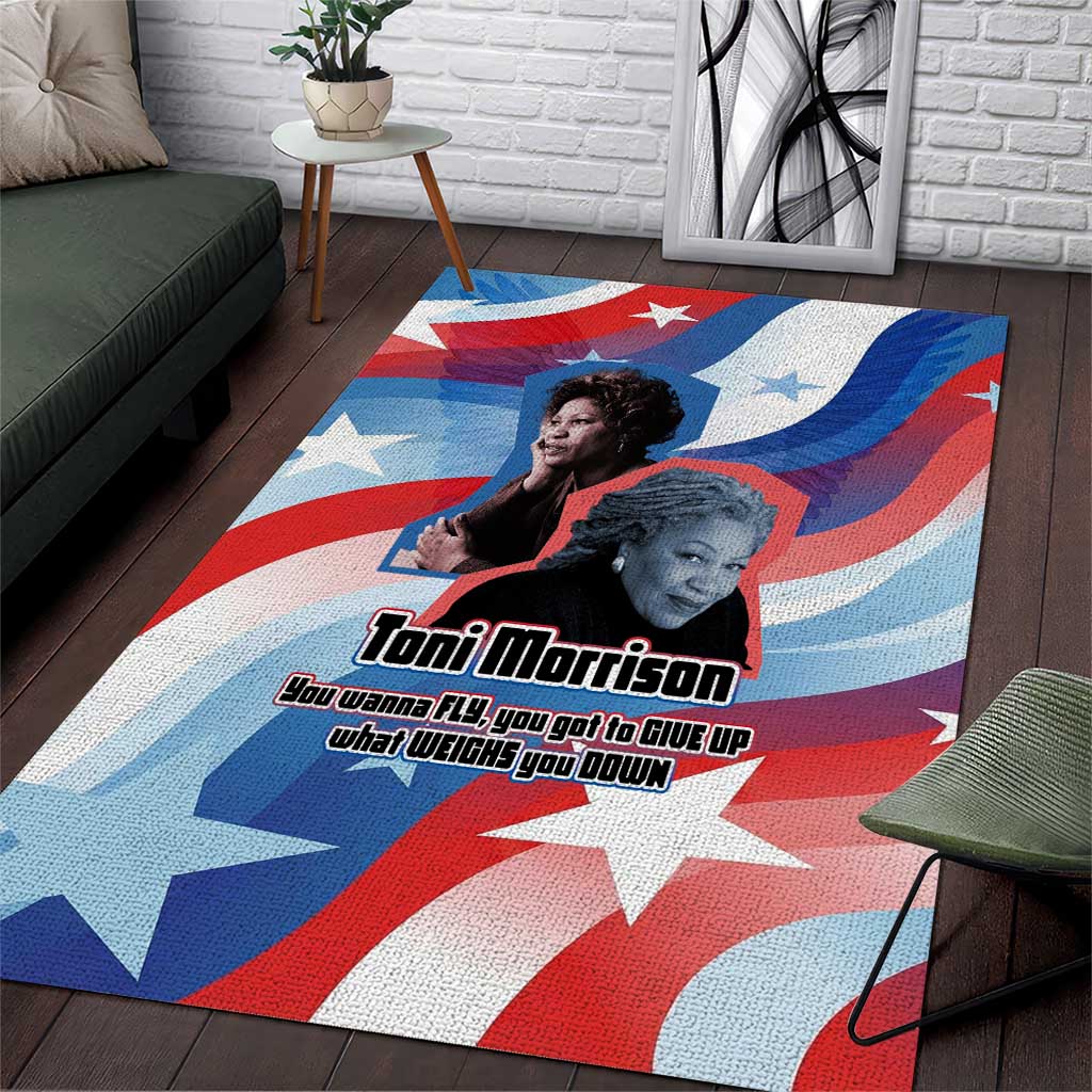 Toni Morrison Area Rug Abstract Wings Design Empowering Quote Dual Portrait Celebration of Literary Freedom - African Pride