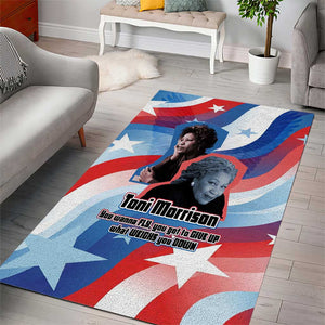 Toni Morrison Area Rug Abstract Wings Design Empowering Quote Dual Portrait Celebration of Literary Freedom - African Pride