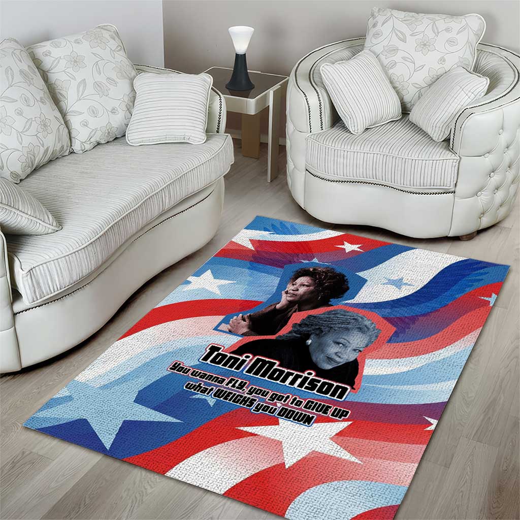 Toni Morrison Area Rug Abstract Wings Design Empowering Quote Dual Portrait Celebration of Literary Freedom - African Pride