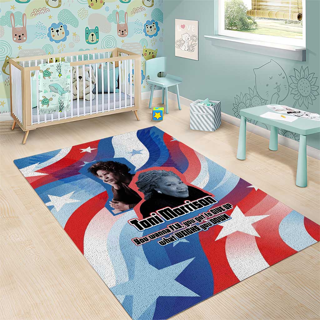 Toni Morrison Area Rug Abstract Wings Design Empowering Quote Dual Portrait Celebration of Literary Freedom - African Pride