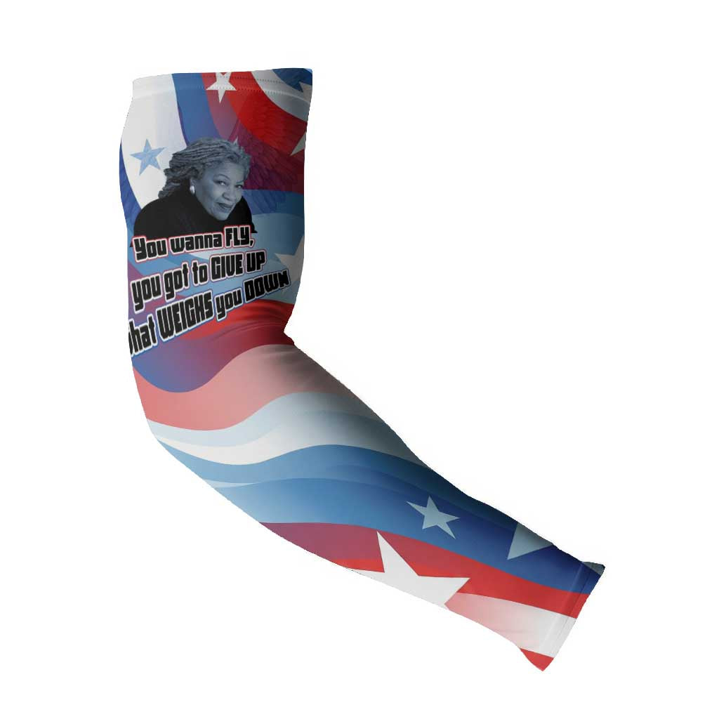 Toni Morrison Arm Sleeves Abstract Wings Design Empowering Quote Dual Portrait Celebration of Literary Freedom - African Pride