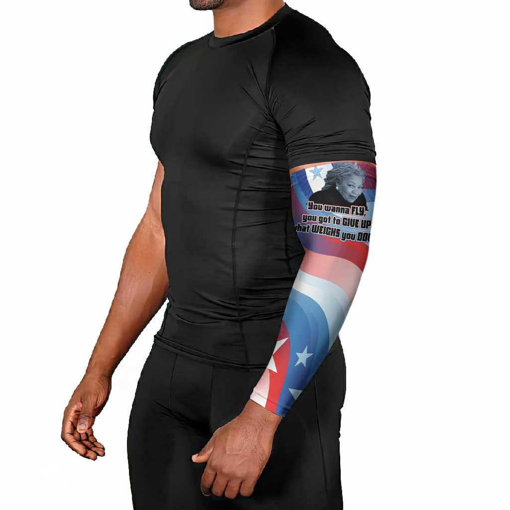 Toni Morrison Arm Sleeves Abstract Wings Design Empowering Quote Dual Portrait Celebration of Literary Freedom - African Pride