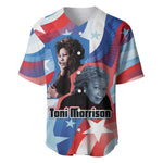 Toni Morrison Baseball Jersey Abstract Wings Design Empowering Quote Dual Portrait Celebration of Literary Freedom - African Pride