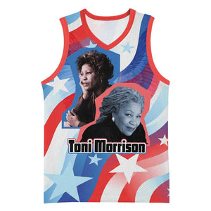 Toni Morrison Basketball Jersey Abstract Wings Design Empowering Quote Dual Portrait Celebration of Literary Freedom - African Pride