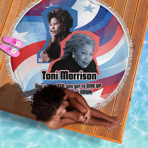 Toni Morrison Beach Blanket Abstract Wings Design Empowering Quote Dual Portrait Celebration of Literary Freedom - African Pride