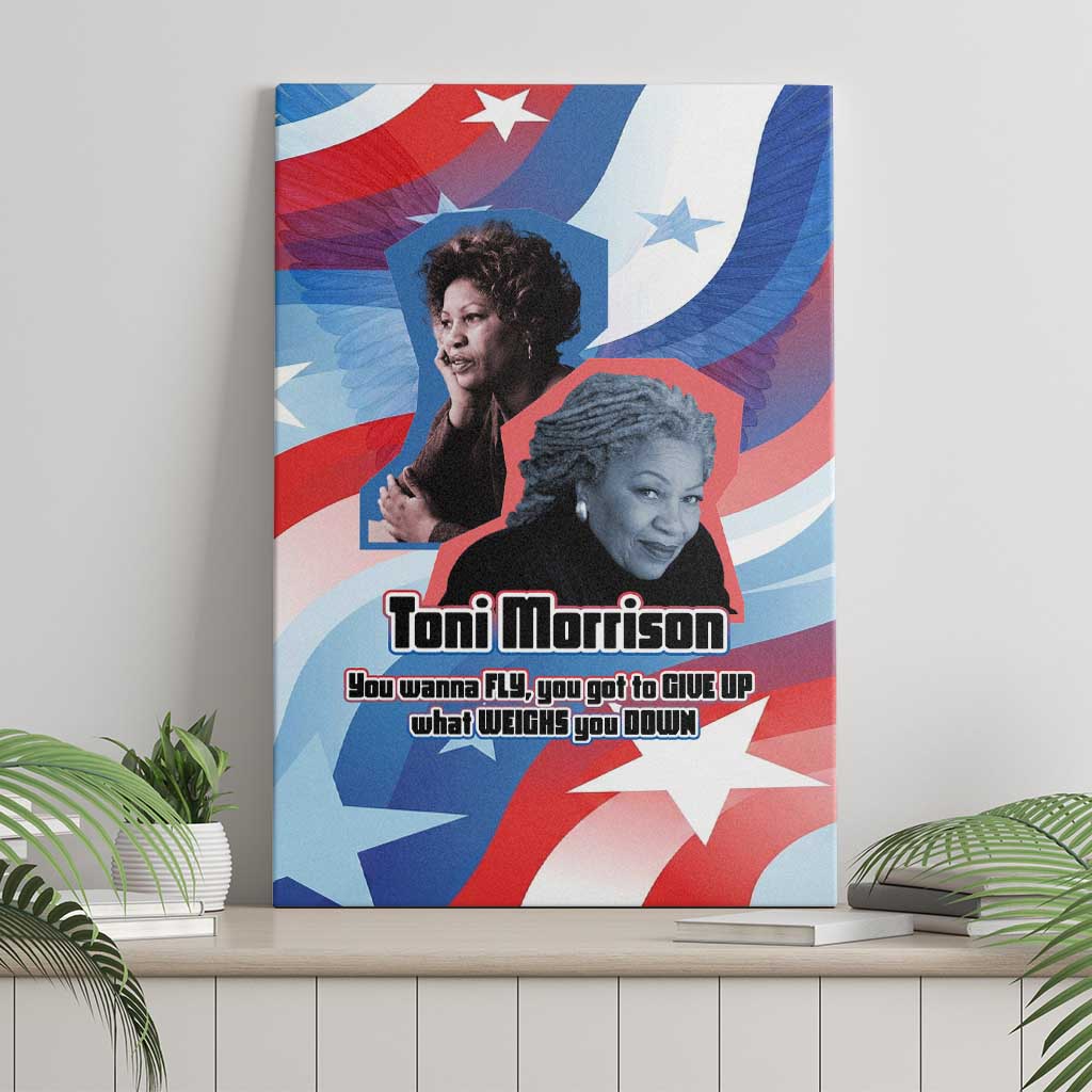 Toni Morrison Canvas Wall Art Abstract Wings Design Empowering Quote Dual Portrait Celebration of Literary Freedom - African Pride