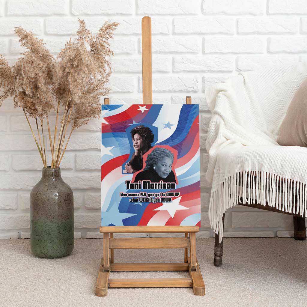 Toni Morrison Canvas Wall Art Abstract Wings Design Empowering Quote Dual Portrait Celebration of Literary Freedom - African Pride