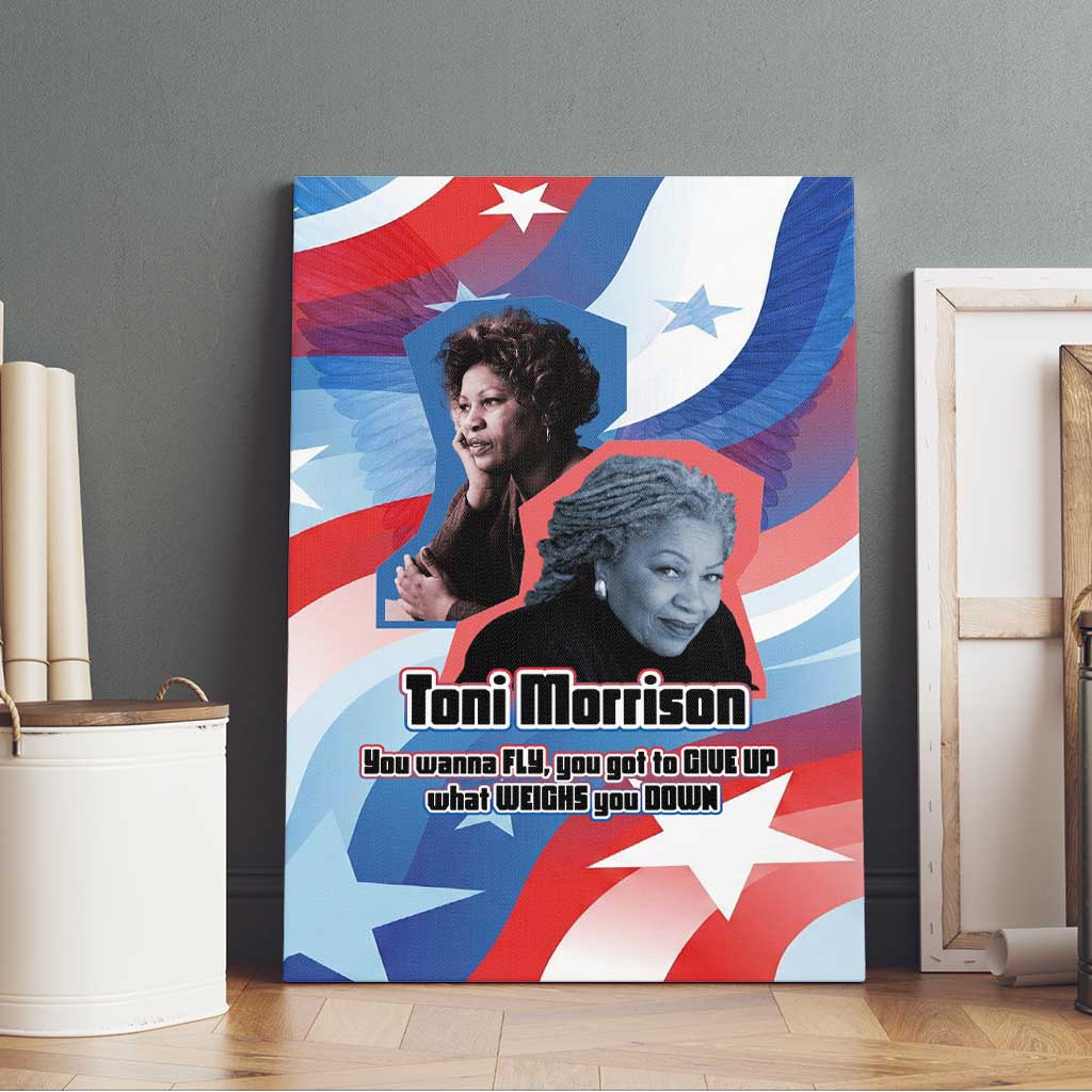 Toni Morrison Canvas Wall Art Abstract Wings Design Empowering Quote Dual Portrait Celebration of Literary Freedom - African Pride