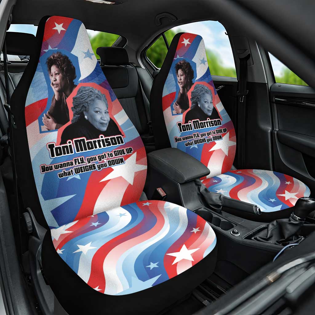 Toni Morrison Car Seat Cover Abstract Wings Design Empowering Quote Dual Portrait Celebration of Literary Freedom - African Pride