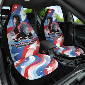Toni Morrison Car Seat Cover Abstract Wings Design Empowering Quote Dual Portrait Celebration of Literary Freedom - African Pride