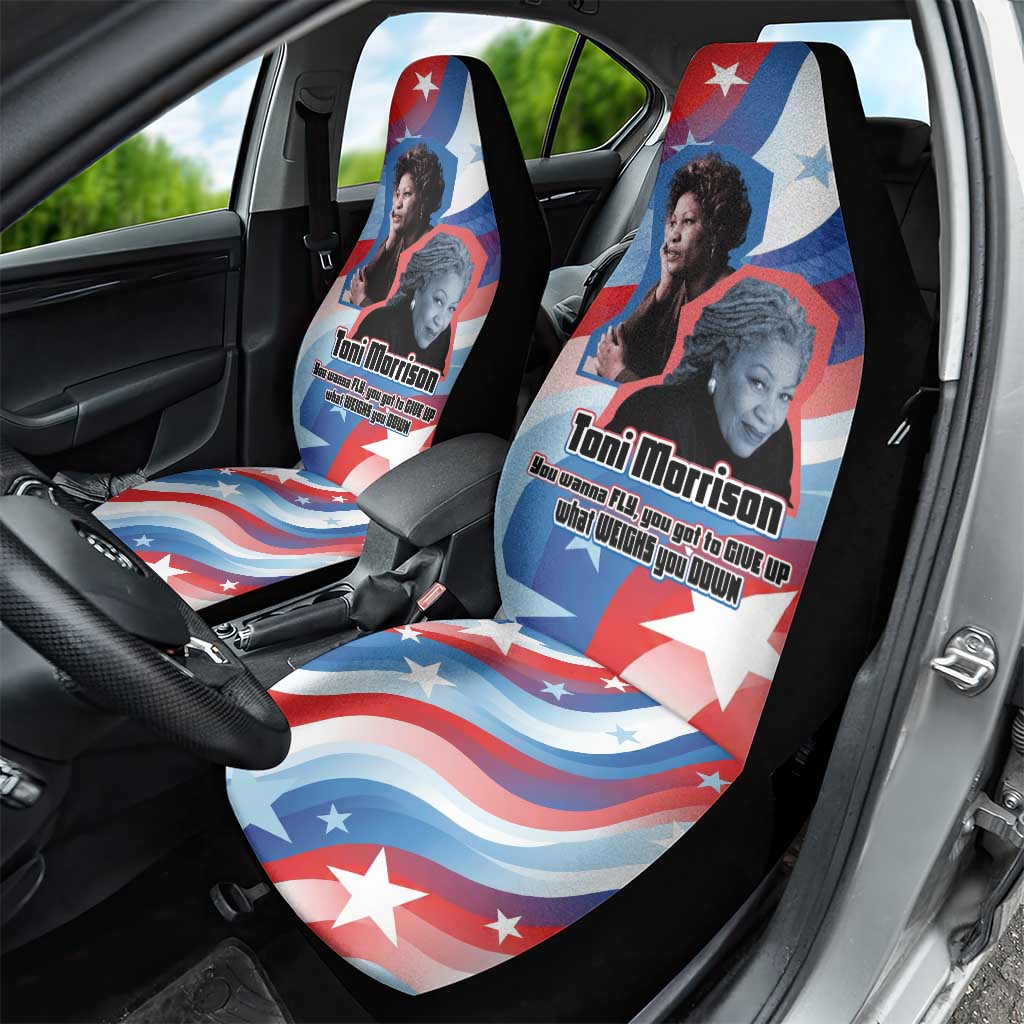 Toni Morrison Car Seat Cover Abstract Wings Design Empowering Quote Dual Portrait Celebration of Literary Freedom - African Pride