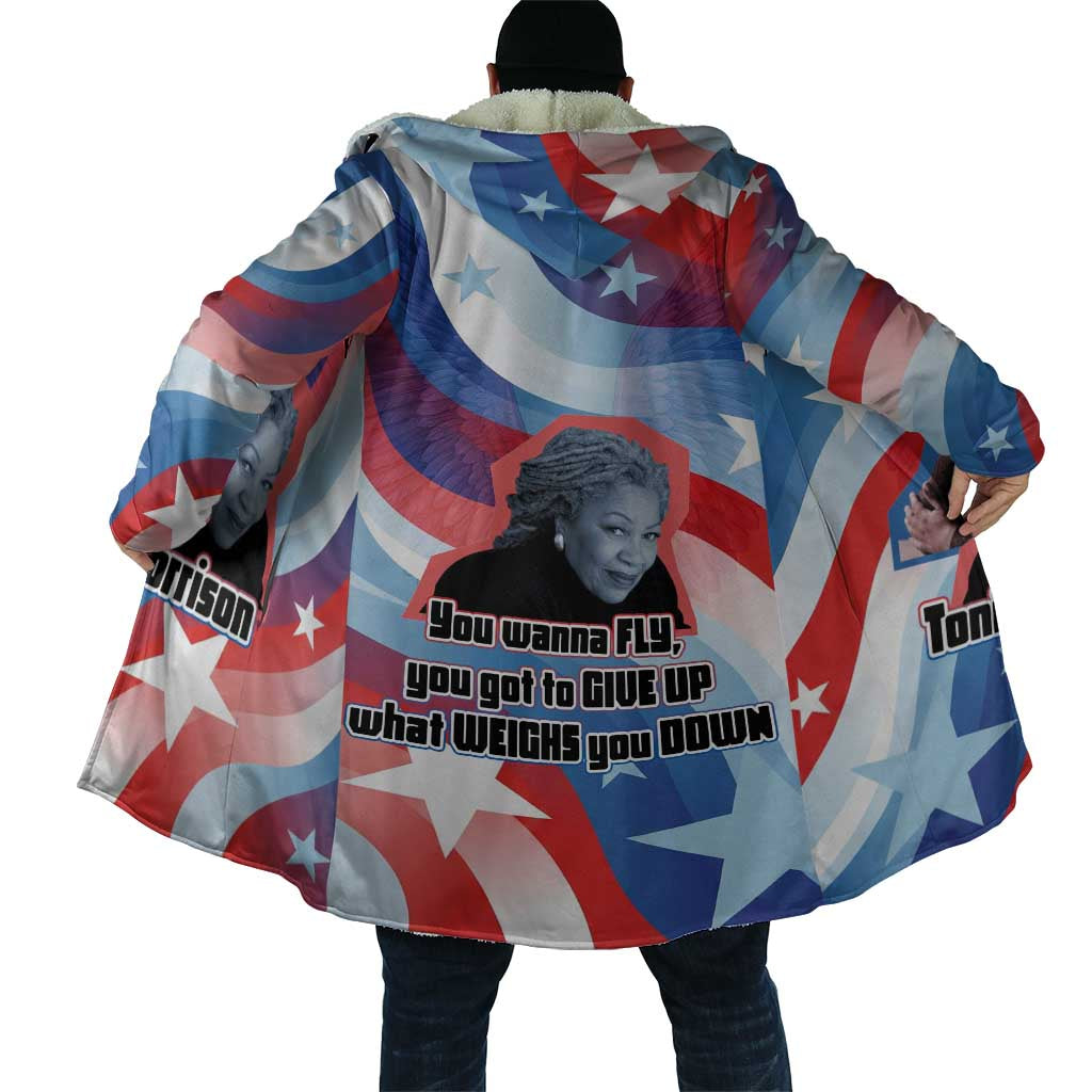 Toni Morrison Cloak Abstract Wings Design Empowering Quote Dual Portrait Celebration of Literary Freedom - African Pride