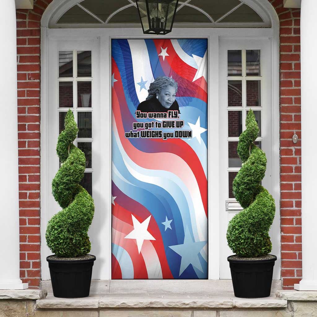 Toni Morrison Door Cover Abstract Wings Design Empowering Quote Dual Portrait Celebration of Literary Freedom - African Pride