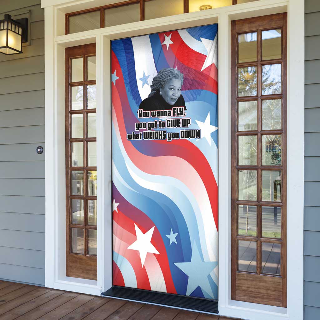 Toni Morrison Door Cover Abstract Wings Design Empowering Quote Dual Portrait Celebration of Literary Freedom - African Pride