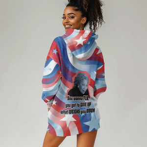 Toni Morrison Hoodie Dress Abstract Wings Design Empowering Quote Dual Portrait Celebration of Literary Freedom - African Pride