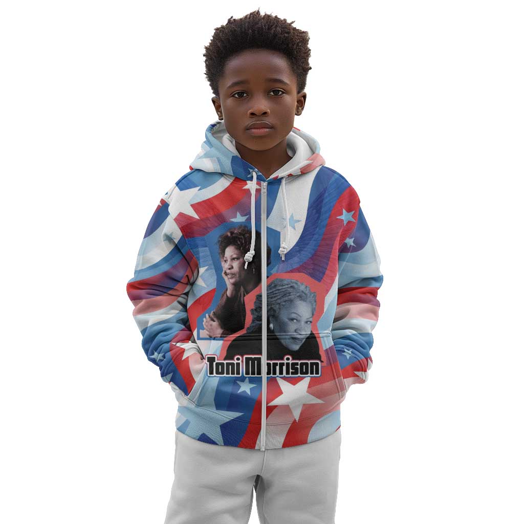 Toni Morrison Kid Hoodie Abstract Wings Design Empowering Quote Dual Portrait Celebration of Literary Freedom - African Pride