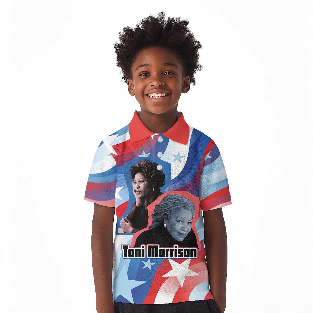 Toni Morrison Kid Polo Shirt Abstract Wings Design Empowering Quote Dual Portrait Celebration of Literary Freedom - African Pride