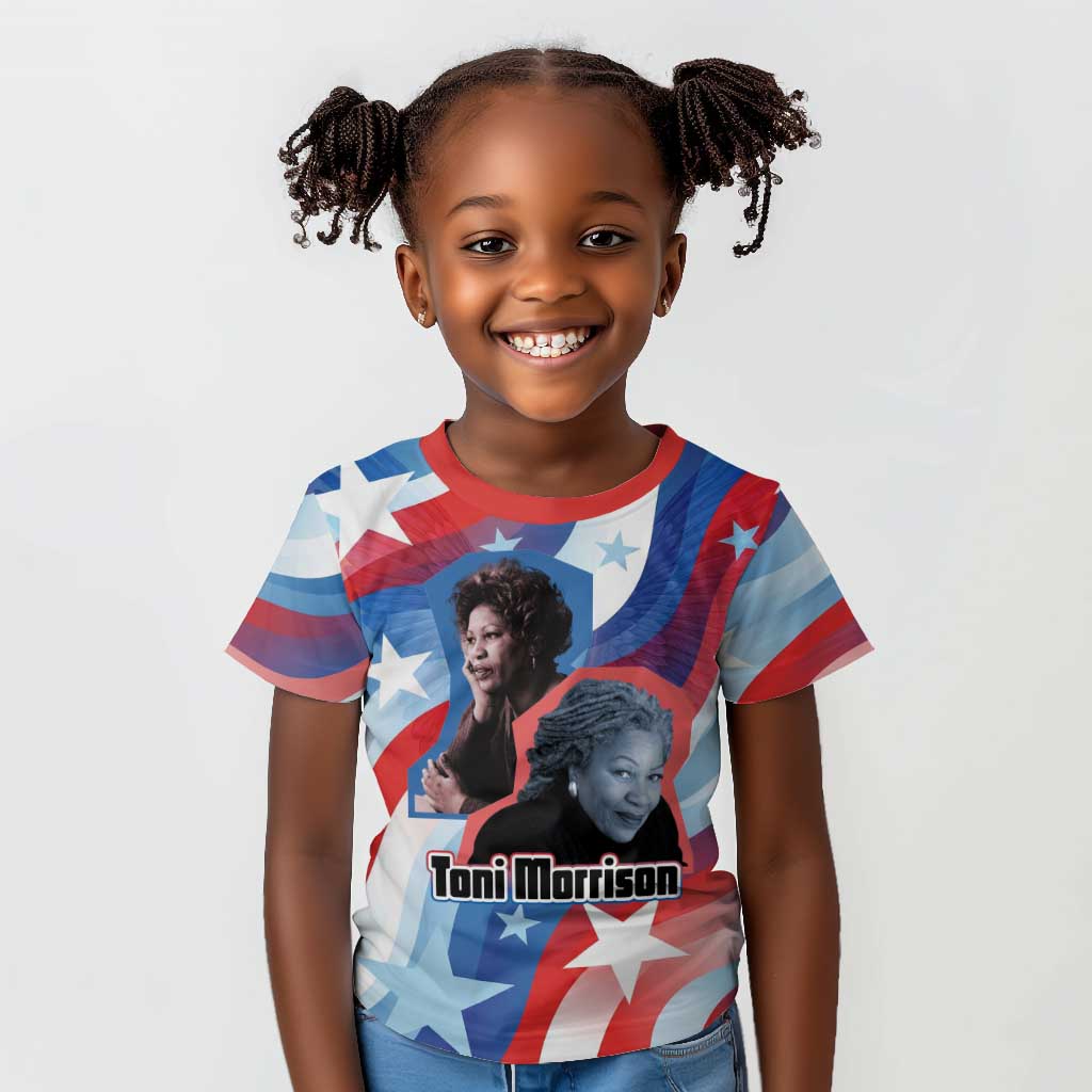 Toni Morrison Kid T shirt Abstract Wings Design Empowering Quote Dual Portrait Celebration of Literary Freedom - African Pride