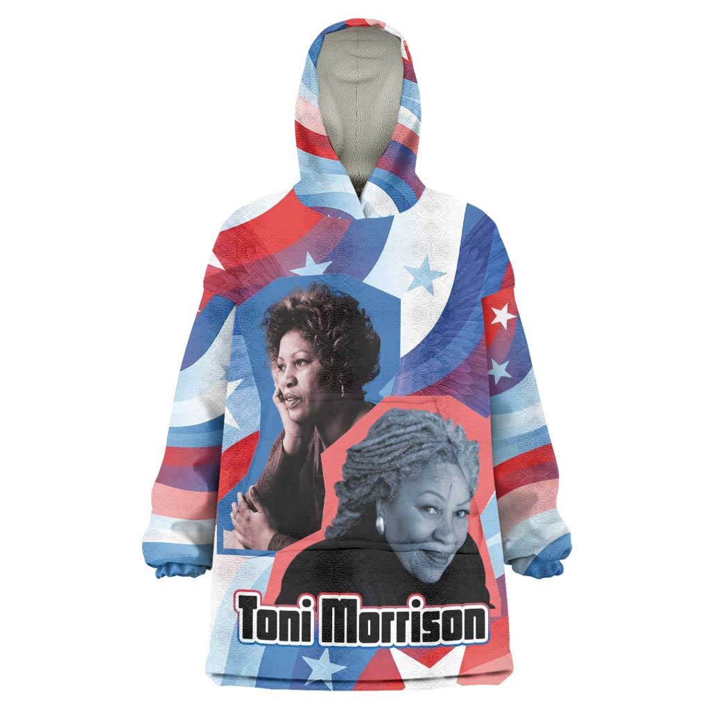 Toni Morrison Kid Wearable Blanket Hoodie Abstract Wings Design Empowering Quote Dual Portrait Celebration of Literary Freedom - African Pride
