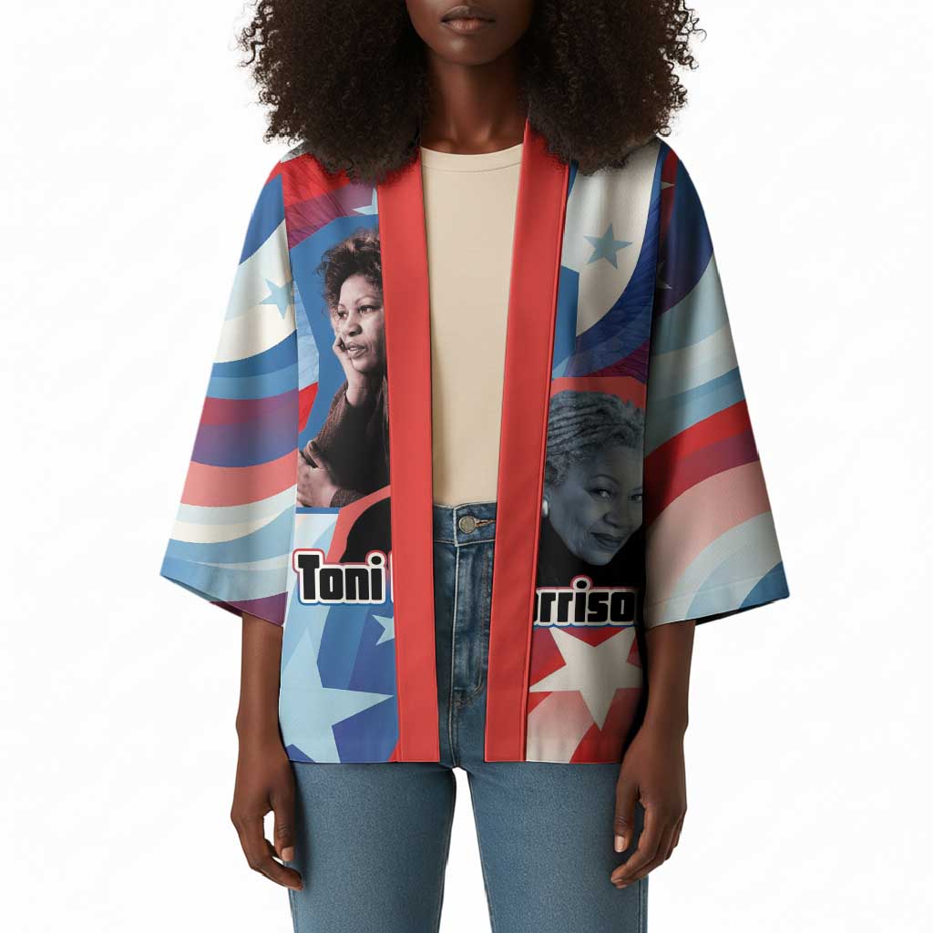 Toni Morrison Kimono Abstract Wings Design Empowering Quote Dual Portrait Celebration of Literary Freedom - African Pride