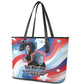 Toni Morrison Leather Tote Bag Abstract Wings Design Empowering Quote Dual Portrait Celebration of Literary Freedom - African Pride