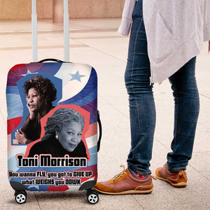 Toni Morrison Luggage Cover Abstract Wings Design Empowering Quote Dual Portrait Celebration of Literary Freedom - African Pride