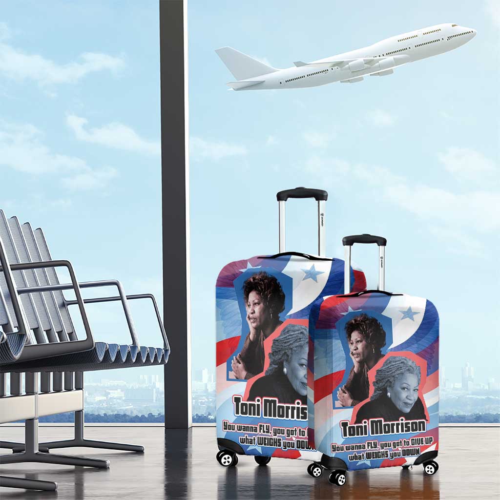 Toni Morrison Luggage Cover Abstract Wings Design Empowering Quote Dual Portrait Celebration of Literary Freedom - African Pride
